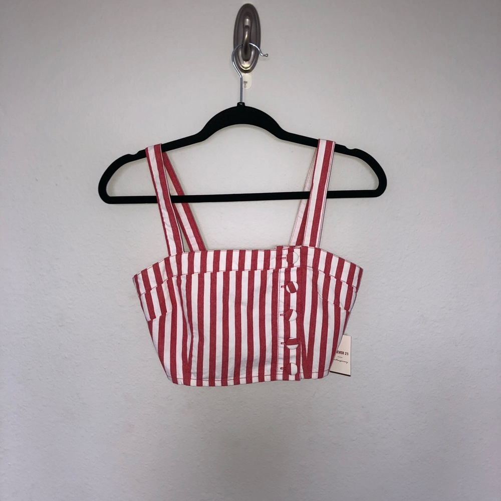 NWT red and white striped crop top